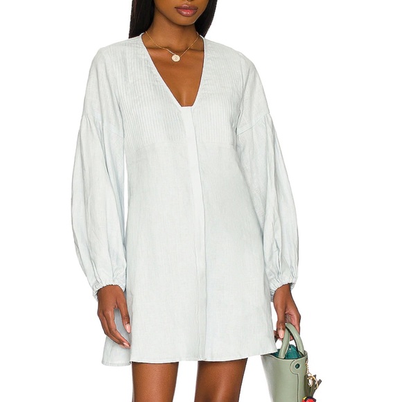 Sancia Tamris Dress Light Blue Linen Size XS